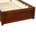 Lit plateforme jumeau avec lit gigogne, brun/noyer, 2 couchages, cadre en bois
