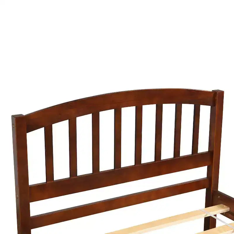 Lit plateforme jumeau avec lit gigogne, brun/noyer, 2 couchages, cadre en bois