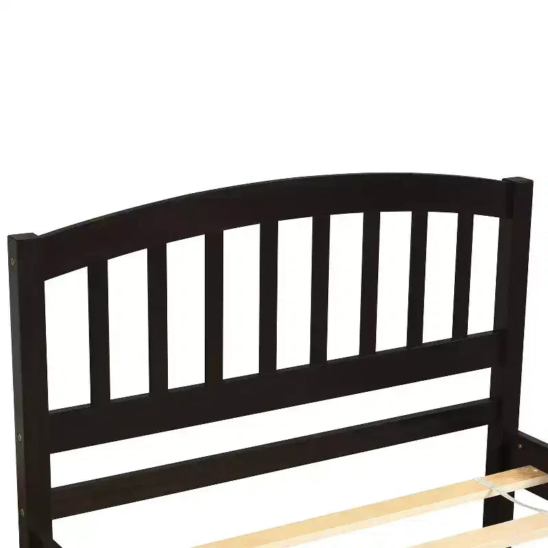 Lit plateforme jumeau avec lit gigogne, brun/noyer, 2 couchages, cadre en bois