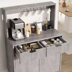 Buffet bas cannelé gris/blanc avec 2 tiroirs