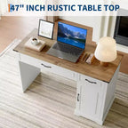 Bureau style ferme antique 47" avec tiroirs et rangement, pour 1 personne