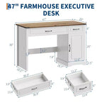 Bureau style ferme antique 47" avec tiroirs et rangement, pour 1 personne