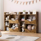 Étagère à livres et à jouets 3 niveaux 5 compartiments pour enfant Gris / Couleurs rétro / Blanc, 1 enfant