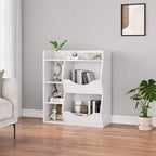 Étagère à livres et à jouets 3 niveaux 5 compartiments pour enfant Gris / Couleurs rétro / Blanc, 1 enfant