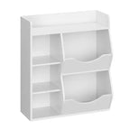 Étagère à livres et à jouets 3 niveaux 5 compartiments pour enfant Gris / Couleurs rétro / Blanc, 1 enfant