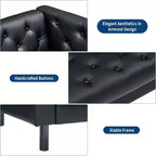 Canapé Chesterfield 3 places en similicuir noir