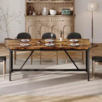 Table à manger rectangulaire 6 à 8 places, coloris gris / rétro, style industriel, structure métallique