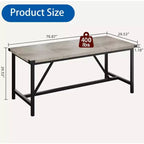 Table à manger rectangulaire 6 à 8 places, coloris gris / rétro, style industriel, structure métallique