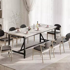 Table à manger rectangulaire 6 à 8 places, coloris gris / rétro, style industriel, structure métallique
