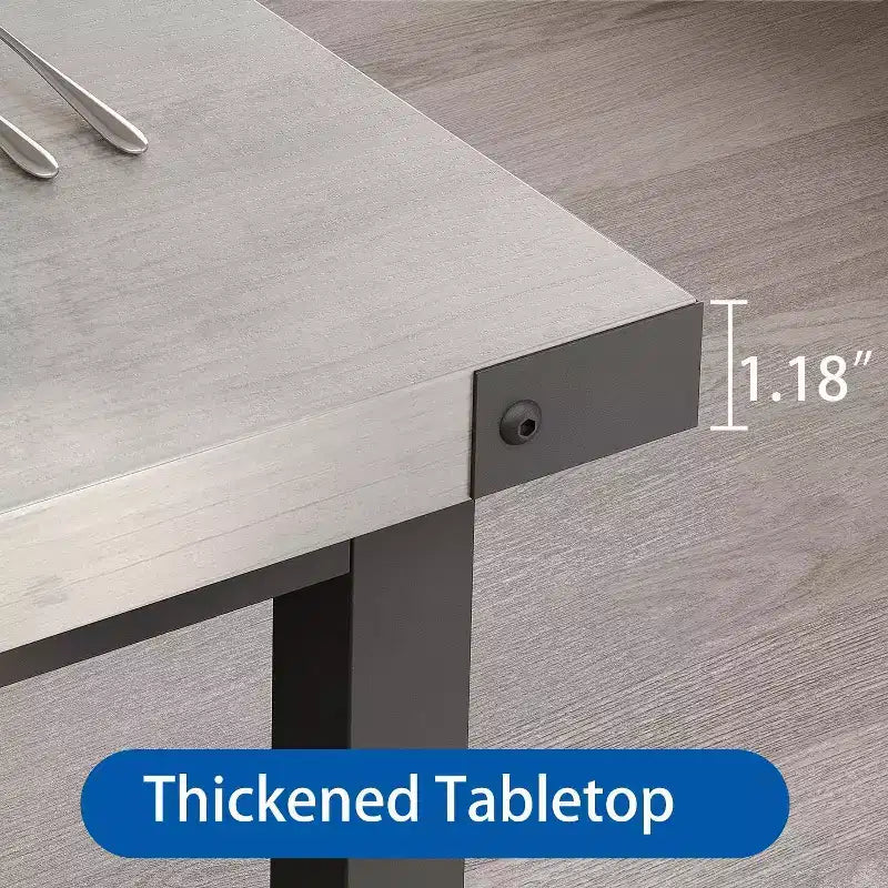 Grey / Retro Color Rectangular Dining Table for 6–8, Industrial Style, Metal Frame