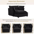 Ensemble fauteuil et ottoman en chenille, 2 places, beige / noir / vert / rose