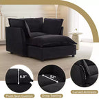 Ensemble fauteuil et ottoman en chenille, 2 places, beige / noir / vert / rose