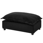 Ensemble fauteuil et ottoman en chenille, 2 places, beige / noir / vert / rose