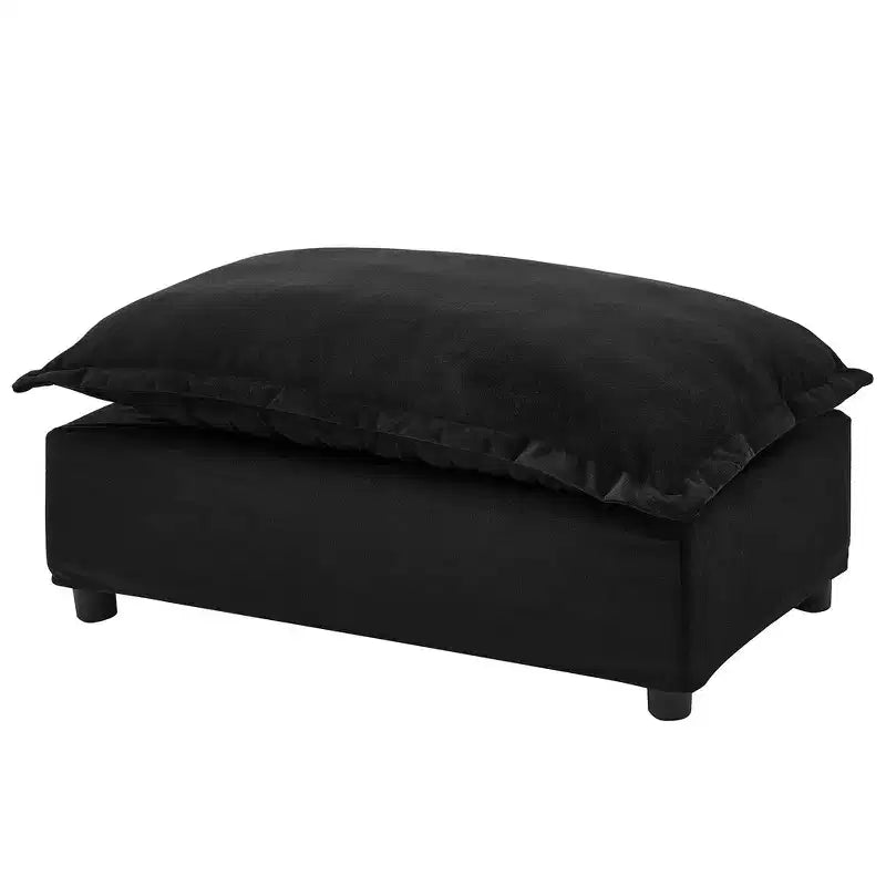 Ensemble fauteuil et ottoman en chenille, 2 places, beige / noir / vert / rose