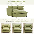 Ensemble fauteuil et ottoman en chenille, 2 places, beige / noir / vert / rose