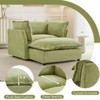 Ensemble fauteuil et ottoman en chenille, 2 places, beige / noir / vert / rose