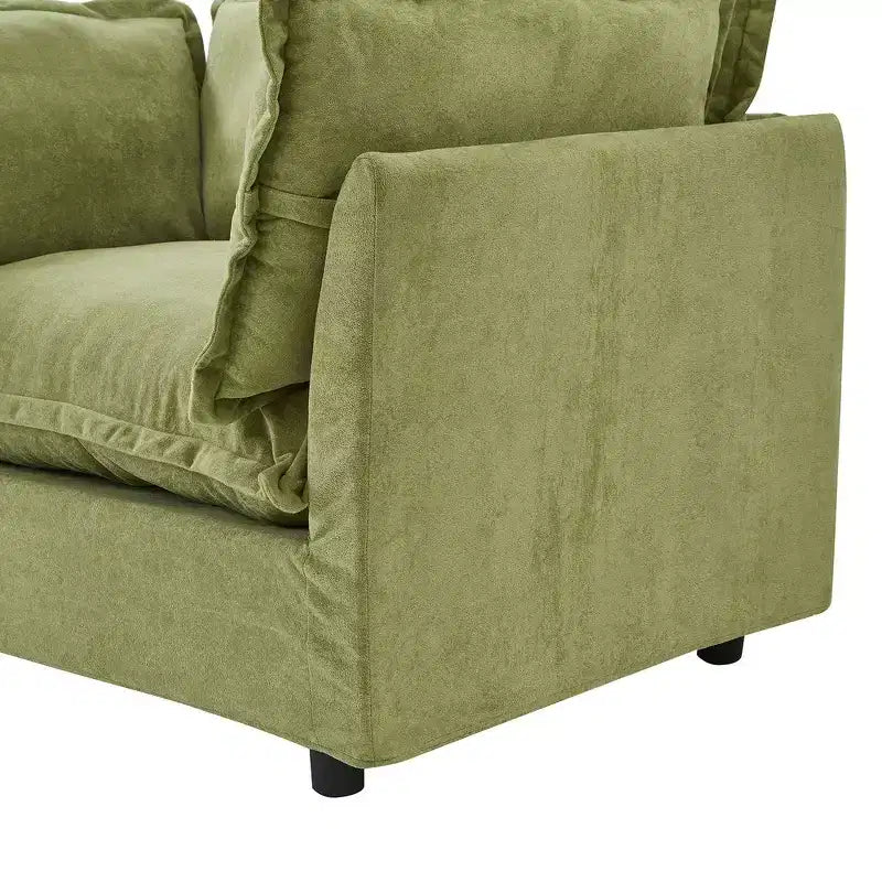 Ensemble fauteuil et ottoman en chenille, 2 places, beige / noir / vert / rose