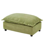 Ensemble fauteuil et ottoman en chenille, 2 places, beige / noir / vert / rose