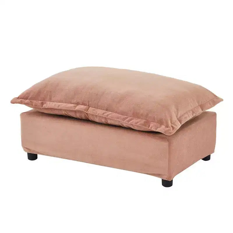 Ensemble fauteuil et ottoman en chenille, 2 places, beige / noir / vert / rose