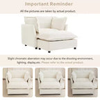Ensemble fauteuil et ottoman en chenille, 2 places, beige / noir / vert / rose