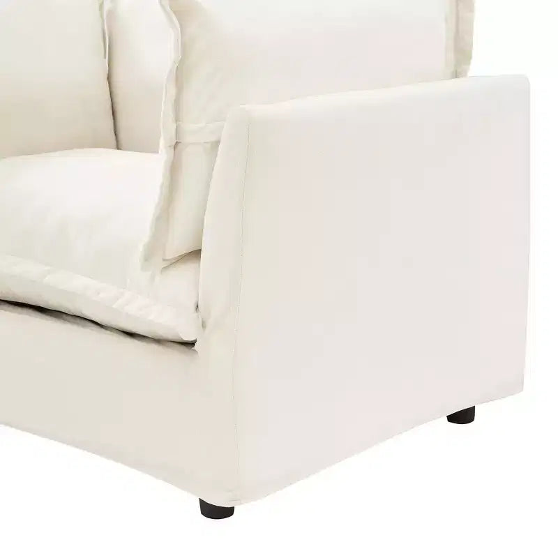 Ensemble fauteuil et ottoman en chenille, 2 places, beige / noir / vert / rose