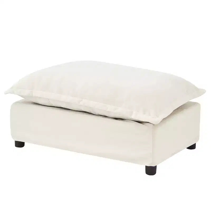 Ensemble fauteuil et ottoman en chenille, 2 places, beige / noir / vert / rose