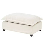 Ensemble fauteuil et ottoman en chenille, 2 places, beige / noir / vert / rose