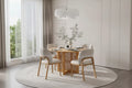 Table à manger ronde jaune, style piédestal, 4 places