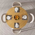 Table à manger ronde jaune, style piédestal, 4 places