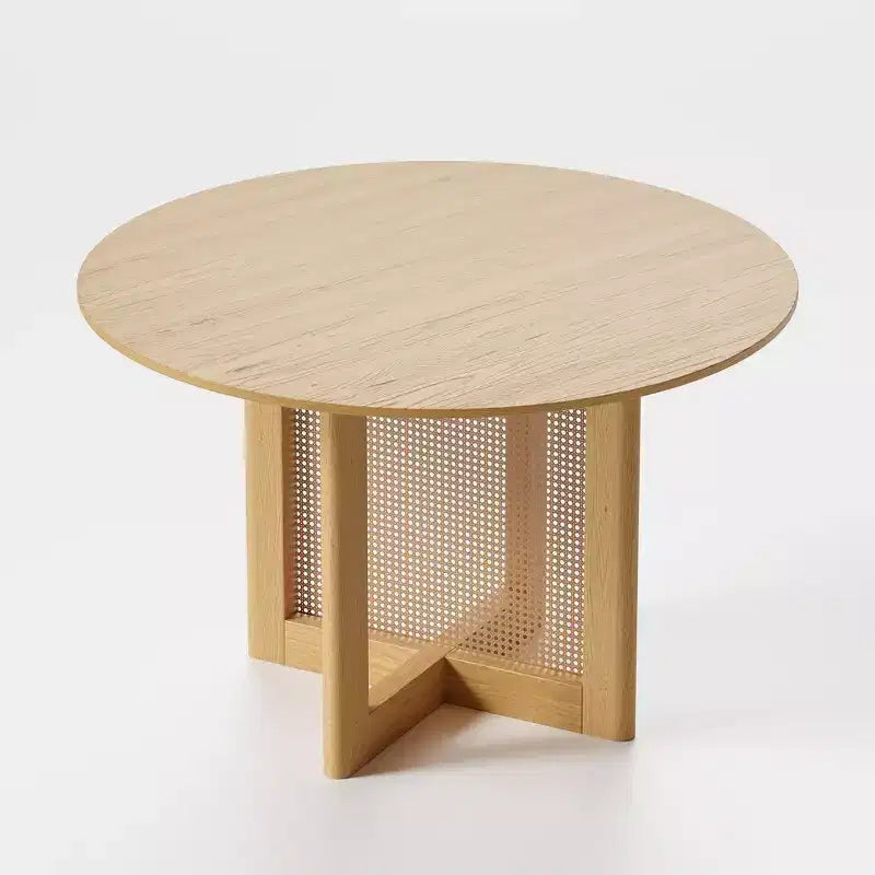 Table à manger ronde jaune, style piédestal, 4 places