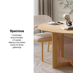 Table à manger ronde jaune, style piédestal, 4 places