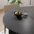 Table à manger ronde en bois massif noir, 4 personnes