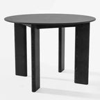 Table à manger ronde en bois massif noir, 4 personnes