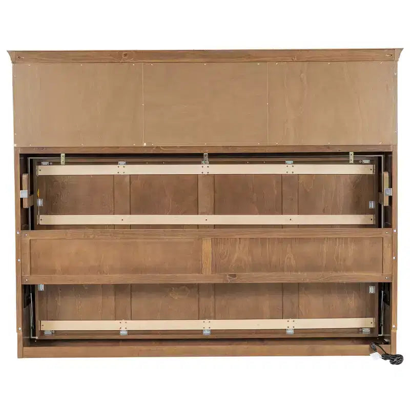 Lit escamotable double Whisen Wood avec station de recharge et tiroir