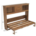 Lit escamotable double Whisen Wood avec station de recharge et tiroir
