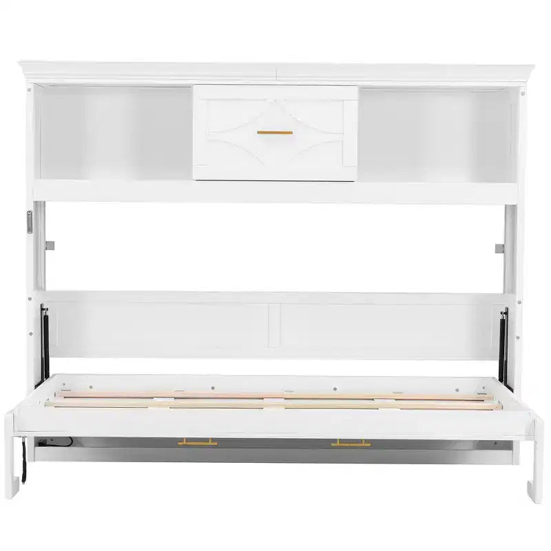 Lit escamotable double Whisen Wood avec station de recharge et tiroir