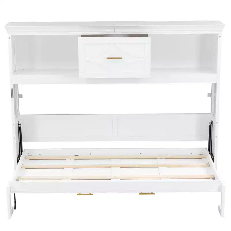 Lit escamotable double Whisen Wood avec station de recharge et tiroir