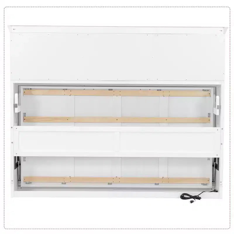 Lit escamotable double Whisen Wood avec station de recharge et tiroir