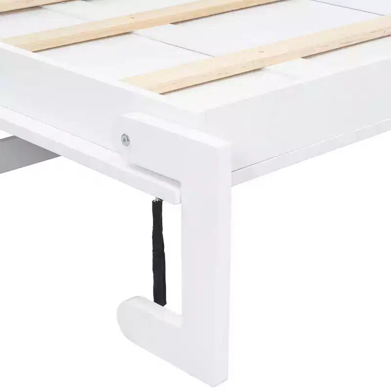 Lit escamotable double Whisen Wood avec station de recharge et tiroir