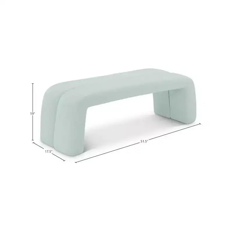 Mint Faux Leather Channel Tufted Bench, 1-Person