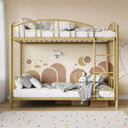 Lit superposé en métal avec barrière de sécurité et échelle – Noir / Or / Gris / Rose / Blanc – 2 couchages