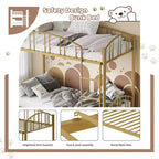 Lit superposé en métal avec barrière de sécurité et échelle – Noir / Or / Gris / Rose / Blanc – 2 couchages
