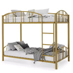 Lit superposé en métal avec barrière de sécurité et échelle – Noir / Or / Gris / Rose / Blanc – 2 couchages