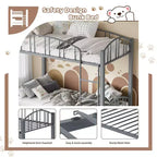 Lit superposé en métal avec barrière de sécurité et échelle – Noir / Or / Gris / Rose / Blanc – 2 couchages