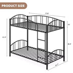 Lit superposé en métal avec barrière de sécurité et échelle – Noir / Or / Gris / Rose / Blanc – 2 couchages