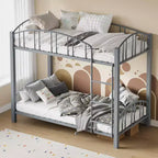 Lit superposé en métal avec barrière de sécurité et échelle – Noir / Or / Gris / Rose / Blanc – 2 couchages