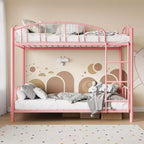 Lit superposé en métal avec barrière de sécurité et échelle – Noir / Or / Gris / Rose / Blanc – 2 couchages