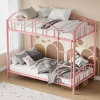 Lit superposé en métal avec barrière de sécurité et échelle – Noir / Or / Gris / Rose / Blanc – 2 couchages