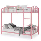 Lit superposé en métal avec barrière de sécurité et échelle – Noir / Or / Gris / Rose / Blanc – 2 couchages