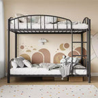 Lit superposé en métal avec barrière de sécurité et échelle – Noir / Or / Gris / Rose / Blanc – 2 couchages